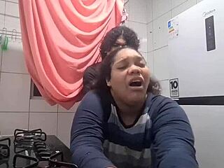 Curvy brunette stepmom bends over to seduce me with her big natural tits and ass