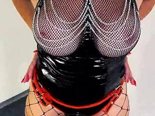 hey, check out this big black strapon ready for pegging your hole in a femdom cuckold scene with milf wife and dildo