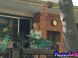 Natural redhead muse maya kendrick reveals her pale skinned body outdoor with big tits lingerie striptease