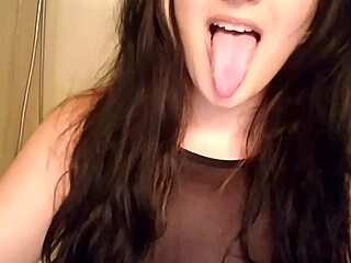 goth girl feeling intense while drinking pee