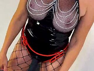 hey, check out this big black strapon ready for pegging your hole in a femdom cuckold scene with milf wife and dildo