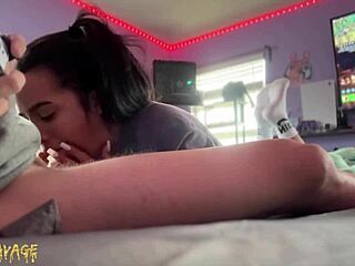 Boyfriend bends over tiny latina girlfriend for rough assfucking