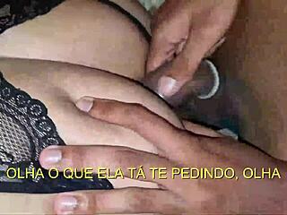 Subtiled cuckold films show husband watching his wife fucking with a big thick cock in real amateur threesome homemade mmf group