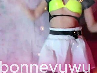 Bonneyuwu Dances in Cute White Skirt with Pigtails