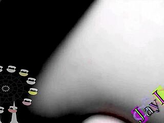 asian clown strips down to black thong, revealing shaved big pussy in interracial roleplay on jaylainc com