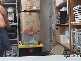 Whoa, this sporty blonde thief gets fucked hardcore on hidden action camera after getting caught spying!