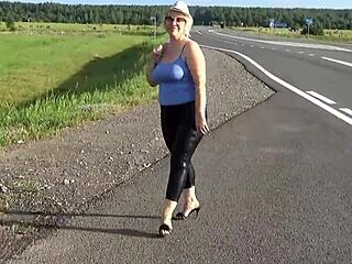 Big ass in leather leggings