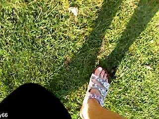 German Amateur Shows Bare Feet Outdoors in Homemade Fetish Video