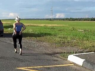 Big ass in leather leggings