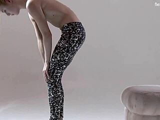 russian hot hairy gymnast rita mochalkina spreads flexible legs in gym