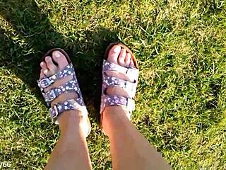 German Amateur Shows Bare Feet Outdoors in Homemade Fetish Video
