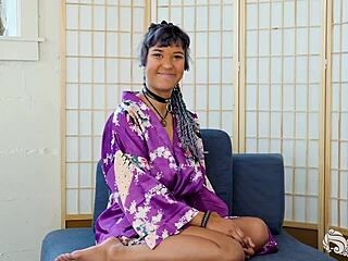 Midori black body clenching orgasms from dildo fingering ebony solo masturbation!