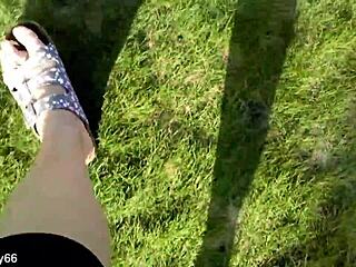 German Amateur Shows Bare Feet Outdoors in Homemade Fetish Video