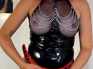 hey, check out this big black strapon ready for pegging your hole in a femdom cuckold scene with milf wife and dildo