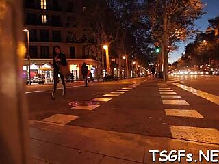 Ladyboy loves sucking and licking big cock passionately