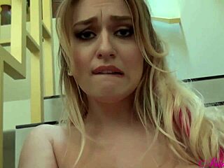 natalia starr squirts so hard when rubbing her clit on the stairs