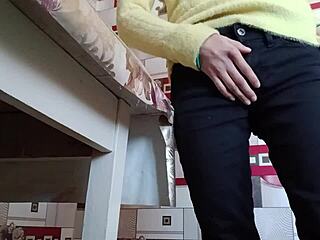 Stepsister Feels Overwhelmed By Intense Solo Masturbation On Desk In Tight Jeans Leading To Multiple Moaning Orgasms