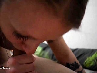 Blonde teen gives nice blowjob with long hair