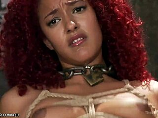 bound ginger black trainee gets roughly fucked in bdsm session