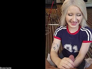 Promo video features Electra enjoying swallowing cum from black man in intimate scene