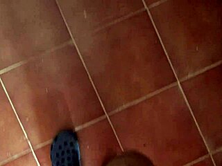 maybe this perverted stepmother hints at stepson watching her hairy pussy pissing in close up view