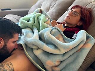 Caught Redhead Masturbating In Garage, Finished With Passionate Cunilingus And Cum In Mouth