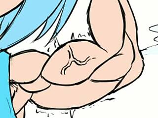 Watch Fubuki's Muscles Grow Huge As She Rips Her Bra And Shorts In This Sexy Hentai Scene!