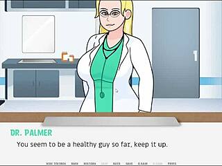 the cartoon doctor treats a patient in the hospital setting casually