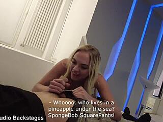 oh wow, this is my first time in porn with a monster cock, says newbie mila ray in backstage 1on1