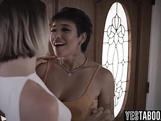 Milf with big tits, are you fucking your neighbor's curvy BBW lesbian teen stepdaughter?