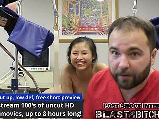 raya nguyens pussy subtly filled with cum in backstage blowjob and doggystyle creampie with natural tits.