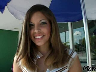 Mofozo Com - 18 Year Old Brunette Takes Deepthroat Blowjob and Rough Anal from Daddy for Wet Facial