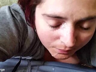 watch this big tit bbw slut take a massive facial cumshot after intense amateur action!