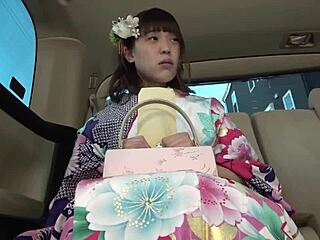 Hidden big tits Japanese hentai girl in bra on bed shows curvy natural boobs and cute petite body