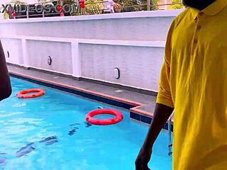 poolside encounter turns into mareme edet fucking four guys in wild gangbang