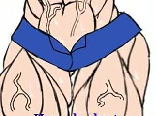 Watch Fubuki's Muscles Grow Huge As She Rips Her Bra And Shorts In This Sexy Hentai Scene!