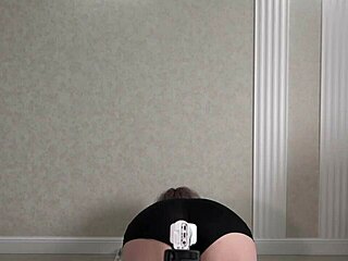 big ass blonde tries panties shorts for lover on home camera