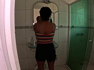Talita lima first time Brazilian milf blowjob in bathroom shower