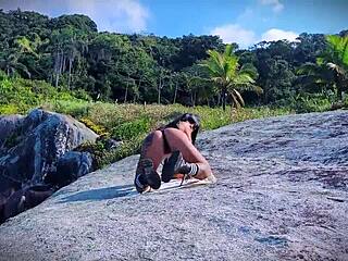 incredible sex biker girl goes crazy with lust on beach