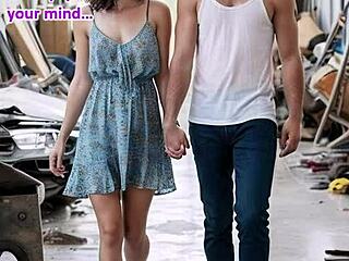 Blonde Cougar in Leather Gloves Gives Handjob to Student in Costume