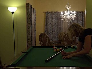 hot milf wife huge tits rocking on pool table desk orgasm