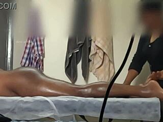 The guy flashed his cock during a massage session and got caught in the act by surprised handjob giver