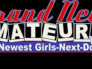 Skinny brunette coed Abigail contrasts her petite frame by deeply stuffing wet shaved pussy with a sex toy.