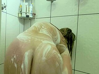 Latina Milf Wife Sophie Helenass Washing Big Ass and Pussy in Shower After Gym