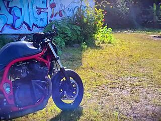 incredible sex biker girl goes crazy with lust on beach