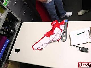 Shy petite stepdaughter gets in trouble with stepdad for stealing lipstick, leading to deepthroat hardcore kissing session