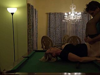 hot milf wife huge tits rocking on pool table desk orgasm