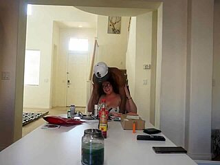 Sexy white slut takes big black cock riding and sucking all over the house with cumshot finish