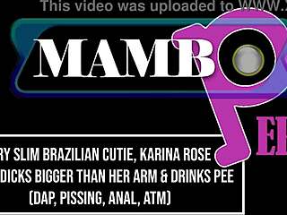Very Slim Brazilian Cutie Karina Rose Feels Intense Emotions Taking Monster Cocks in Anal DAP with Pissing ATM 4on1