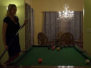 hot milf wife huge tits rocking on pool table desk orgasm